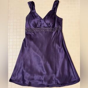 David's Bridal Deep Purple Satin Chemise